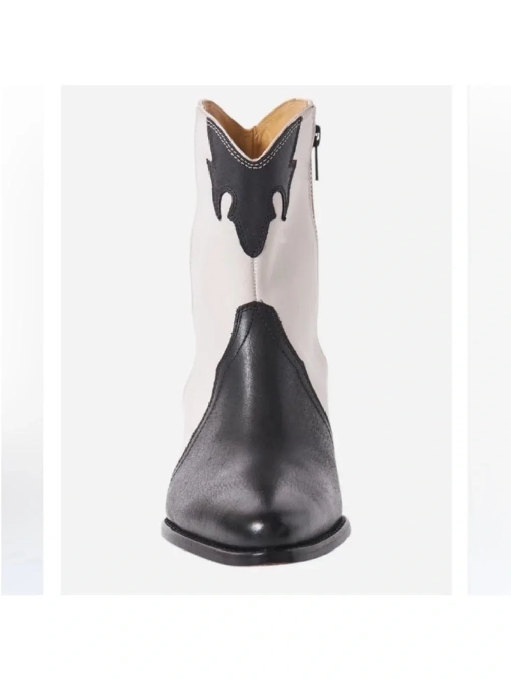 Free People 5.5 (36) Leather Boots New Frontier Western Boot in Arctic Fox Combo